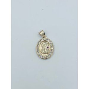 10k gold pendant Virgin Santa Barbara patron miners, firefighters, soldi…